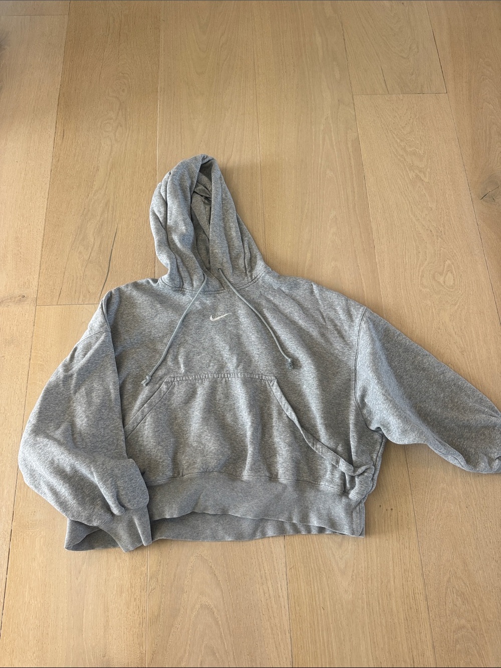 Nike Heather Gray Cropped Hoodie with Swoosh